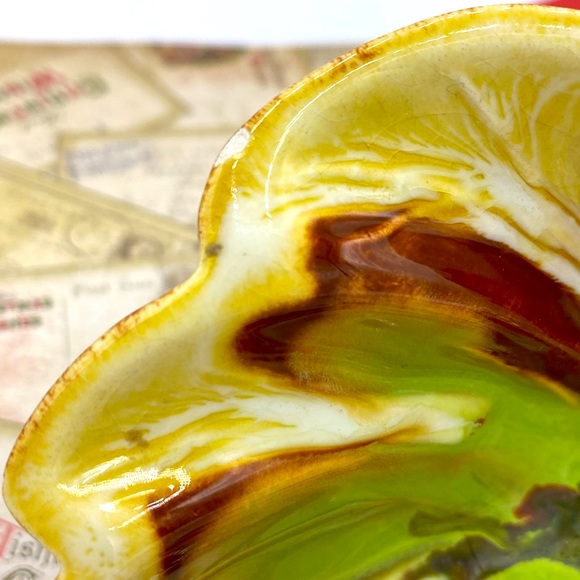 Handmade Pottery Leaf  Dish. Great Fall Colors!! - Picture 5 of 5